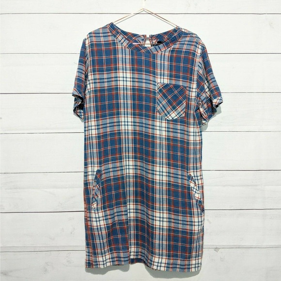 Madewell Dresses & Skirts - Madewell Plaid Shirt Dress Blue Style E0894 Medium